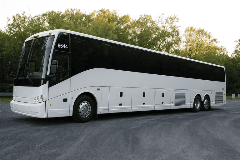 exterior of Charter Bus Rental Garden Grove coach bus