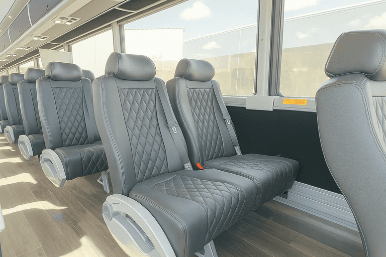 interior of Charter Bus Rental Garden Grove charter bus